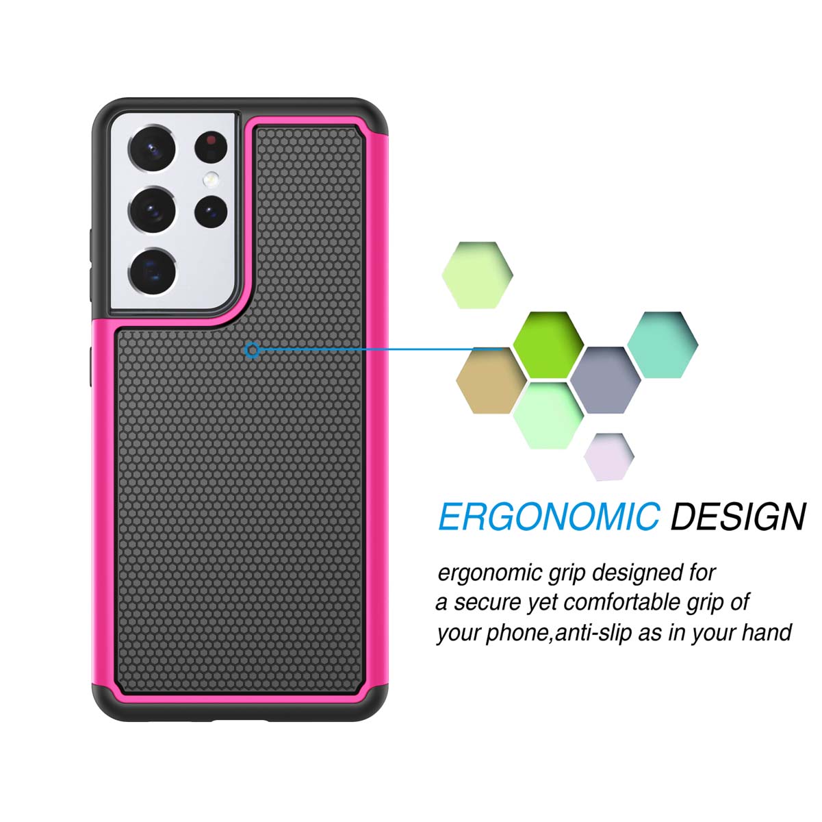 Galaxy S21 Ultra Case, Cute Case for Galaxy S21 Ultra 6.8", Njjex Shock Absorbing Dual Layer Silicone & Plastic Bumper Rugged Grip Hard Protective Cases Cover for Samsung Galaxy S21 Ultra 5G 2020 - image 3 of 9