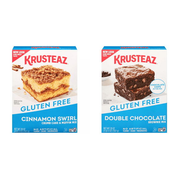 Krusteaz Gluten-Free Cinnamon Swirl Crumb Cake & Muffin Mix, 20 oz&Krusteaz Gluten Free Double Chocolate Brownie Mix, 20 oz