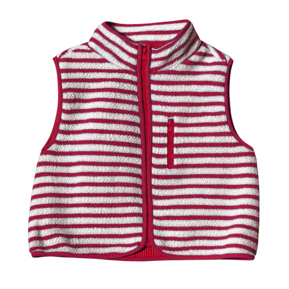 Womens Striped Sherpa Vest Warm Sleeveless Zip Jacket Fall Winter Outfits (White L)