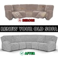 thumbnail image 6 of TOPCHANCES Stretch Recliner Sofa Slipcover for 5 Seat Recliner, 7-Piece Knitting Jacquard Sectional Couch Covers Furniture Protector (Light Gray), 6 of 12