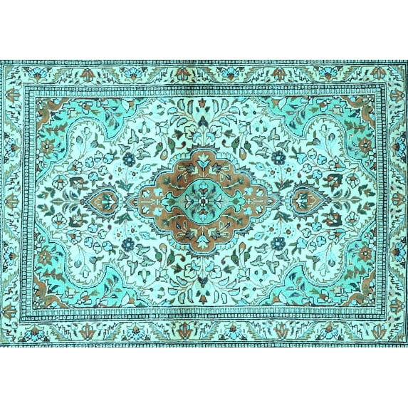 Ahgly Company Indoor Rectangle Persian Light Blue Traditional Area Rugs, 4' x 6'