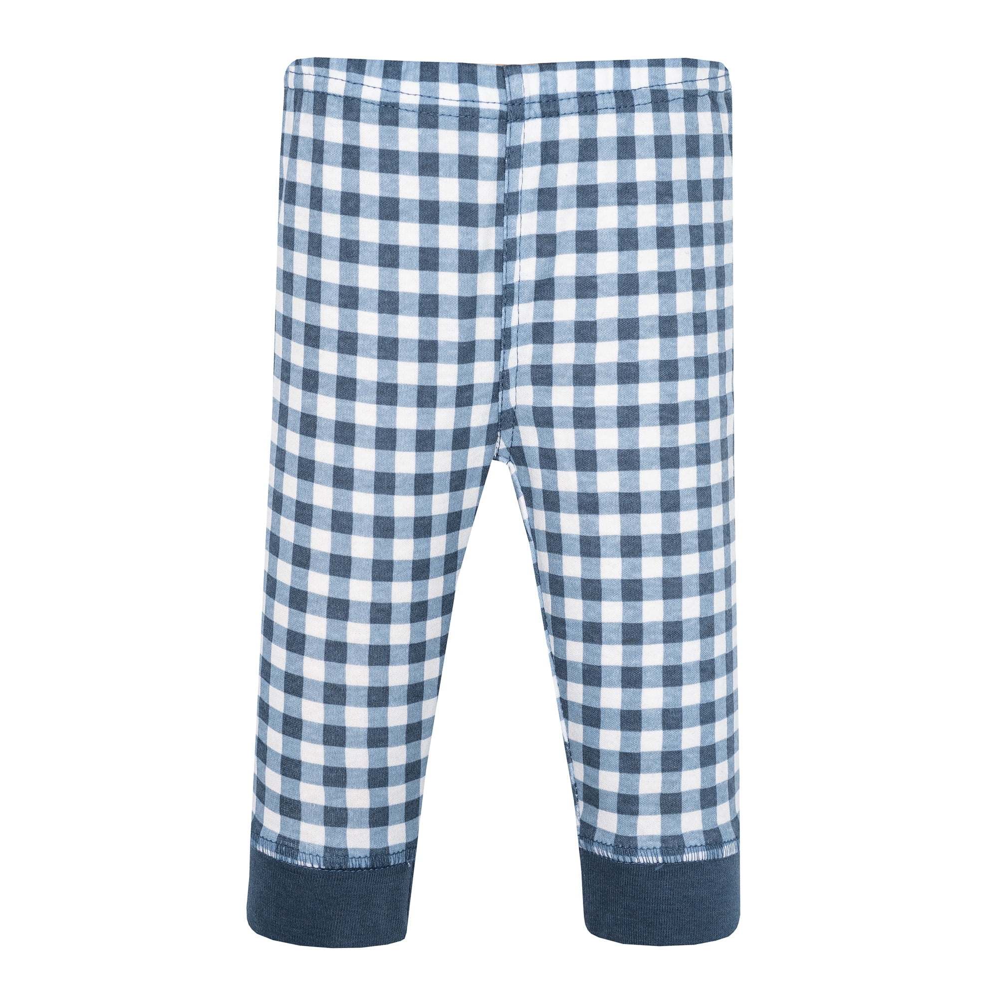 Hudson Baby Boy Cotton Pants and Leggings, Blue Gingham, 3T