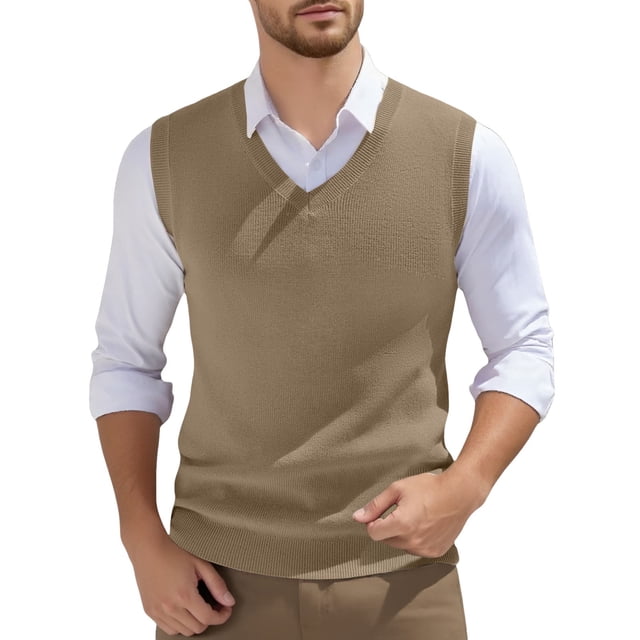 Men's Sleeveless Knitted Vest V-Neck Spring Plain Lightweight Workout Tank Top
