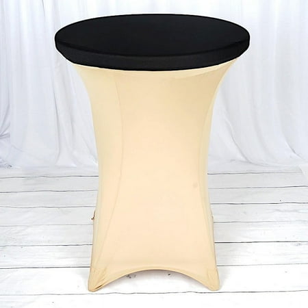 BalsaCircle Black Fitted Spandex Cocktail Table Top Stretch Cover Catering Table Linens