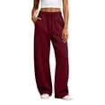 thumbnail image 2 of MLCDZ Fall Sweatpants for Women Baggy Wide Leg Lounge Casual Pajama Sweat Pants Drawstring Elastic Waist Workout Golf Gym Trousers with Pockets, 2 of 8