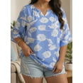 thumbnail image 6 of Oryer Womens Plus Size Tops V Neck 3/4 Bell Sleeve Womens Blouse, Trendy Tunic Summer Shirts for Women 1X-5X, 6 of 7