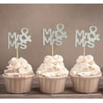 thumbnail image 2 of Darling Souvenir, Mr & Mrs Wedding Cupcake Toppers, Party Dessert Decorations - Pack Of 20, 2 of 5