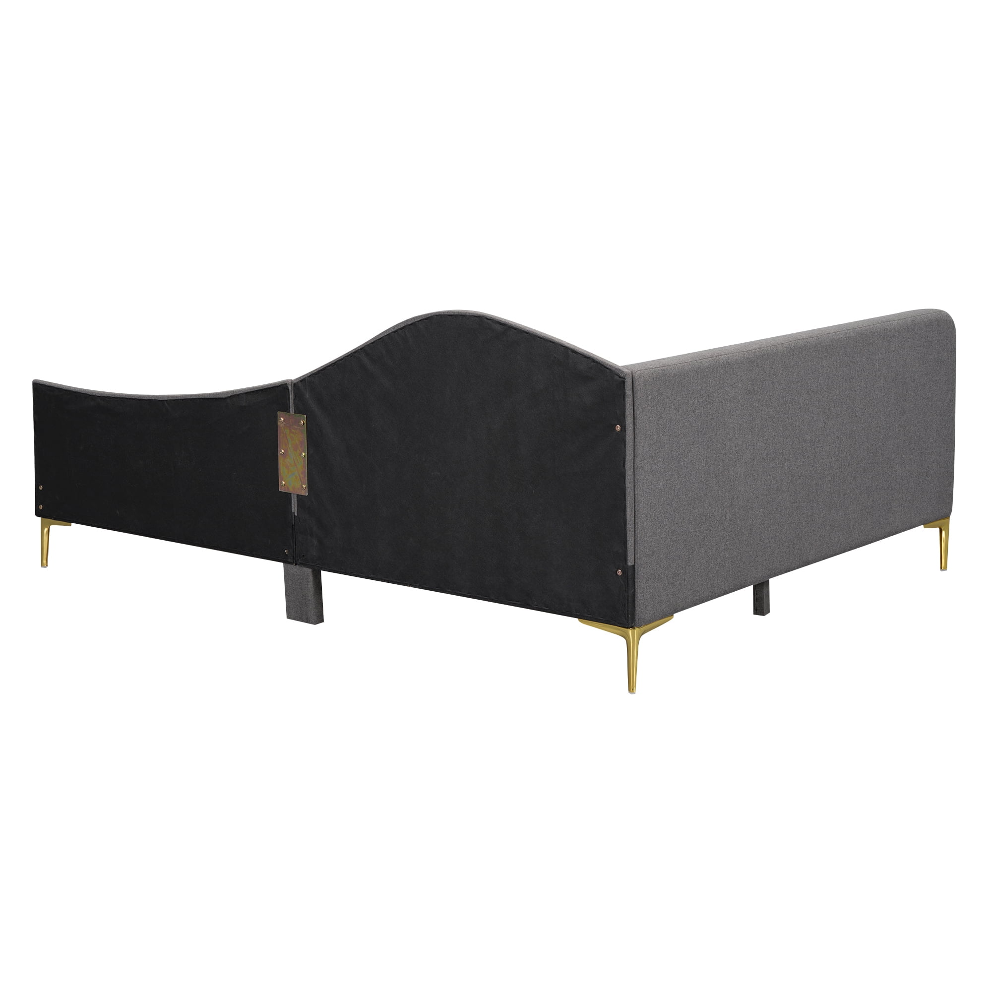 Full Size Upholstered Daybed for Kids and Adults, Twin Daybed with Headboard and Armrest, Support Legs,Gray