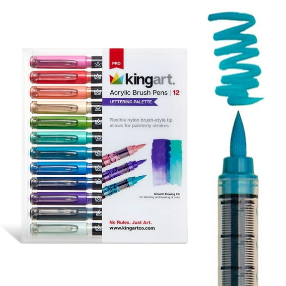 PRO Acrylic Paint Brush Pens 12 Lettering Colors
