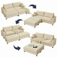 thumbnail image 3 of ZAFLY 85” Beige Sectional Sofa with Chaise, Oversized Loveseat Deep Seat Couch, Corduroy Sleeper Sofa for Small Spaces/Apartment, 3 of 9