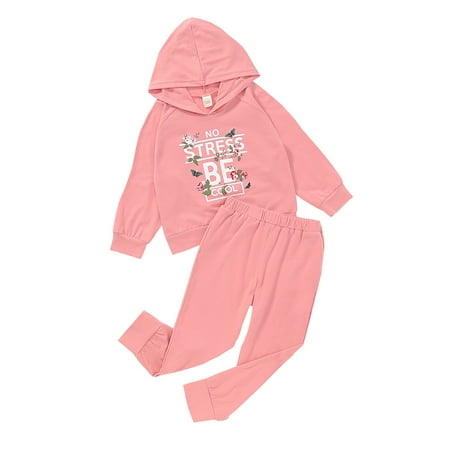

OLLUISNEO Toddler Baby Girls Pants Outfits 4T Winter Pants Outfits 5T Letter Print Long Sleeve Top Sporty Pants 2 PCS Set Pink