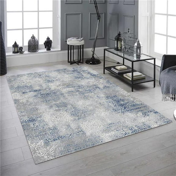 2 x 3 ft. Panache Gray & Blue Distressed Pattern Soft Rectangle Area Rug