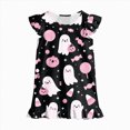 thumbnail image 7 of NOLDARES Halloween Girls Nightgowns Kids Flutter Short Pajamas Nightdress Princess Nightgown Sleep Dress(N211-Black), 7 of 7