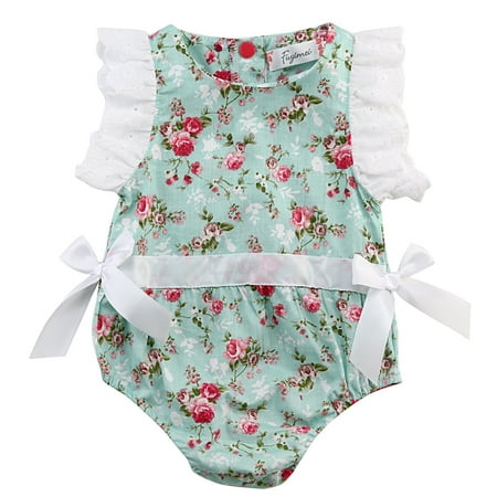 

Newborn Girls Lace Floral Romper Bodysuit Jumpsuit Outfits Tops