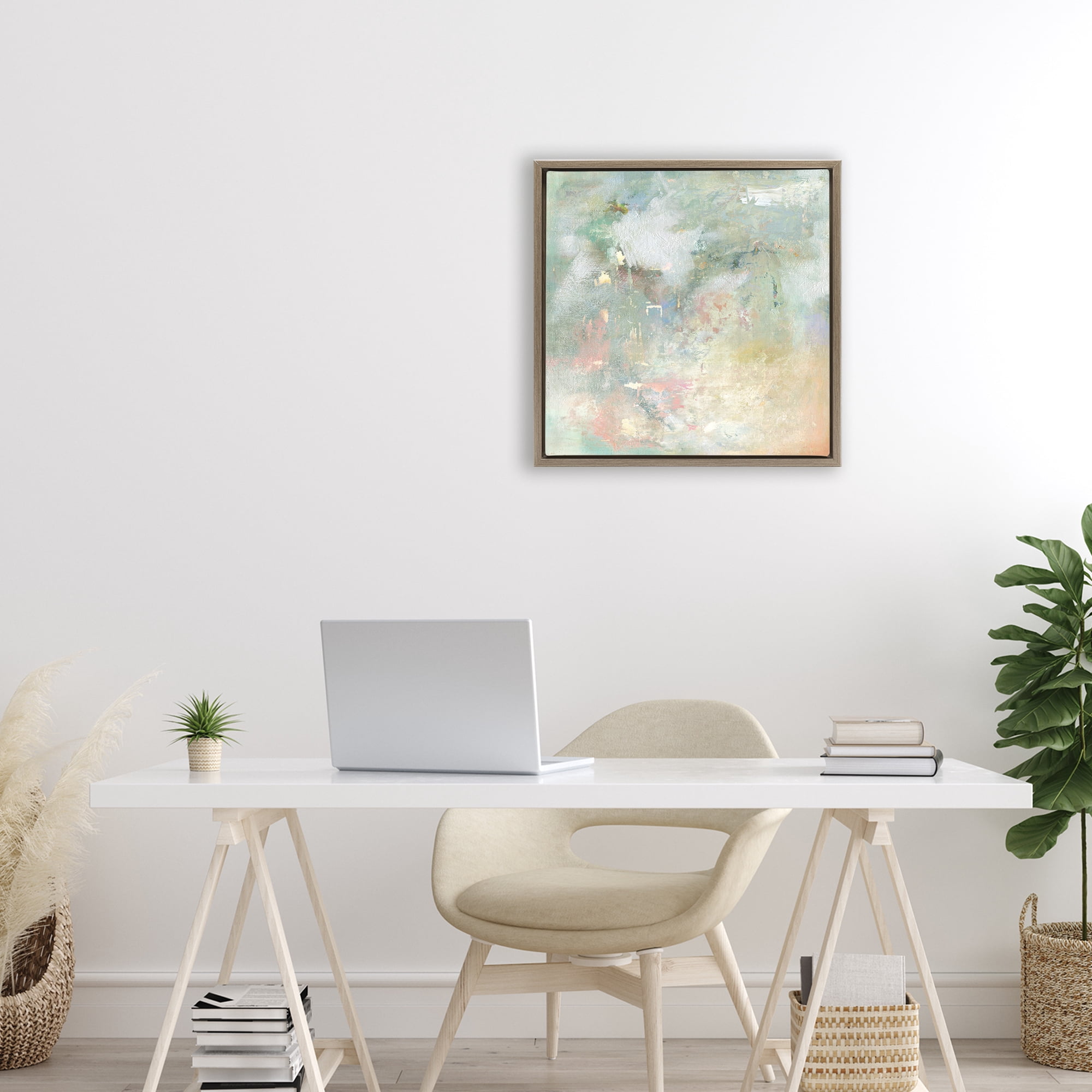 Stupell Industries Ethereal Brushstroke Harmony Brown Framed Floater Canvas Wall Art, design by Carol Robinson