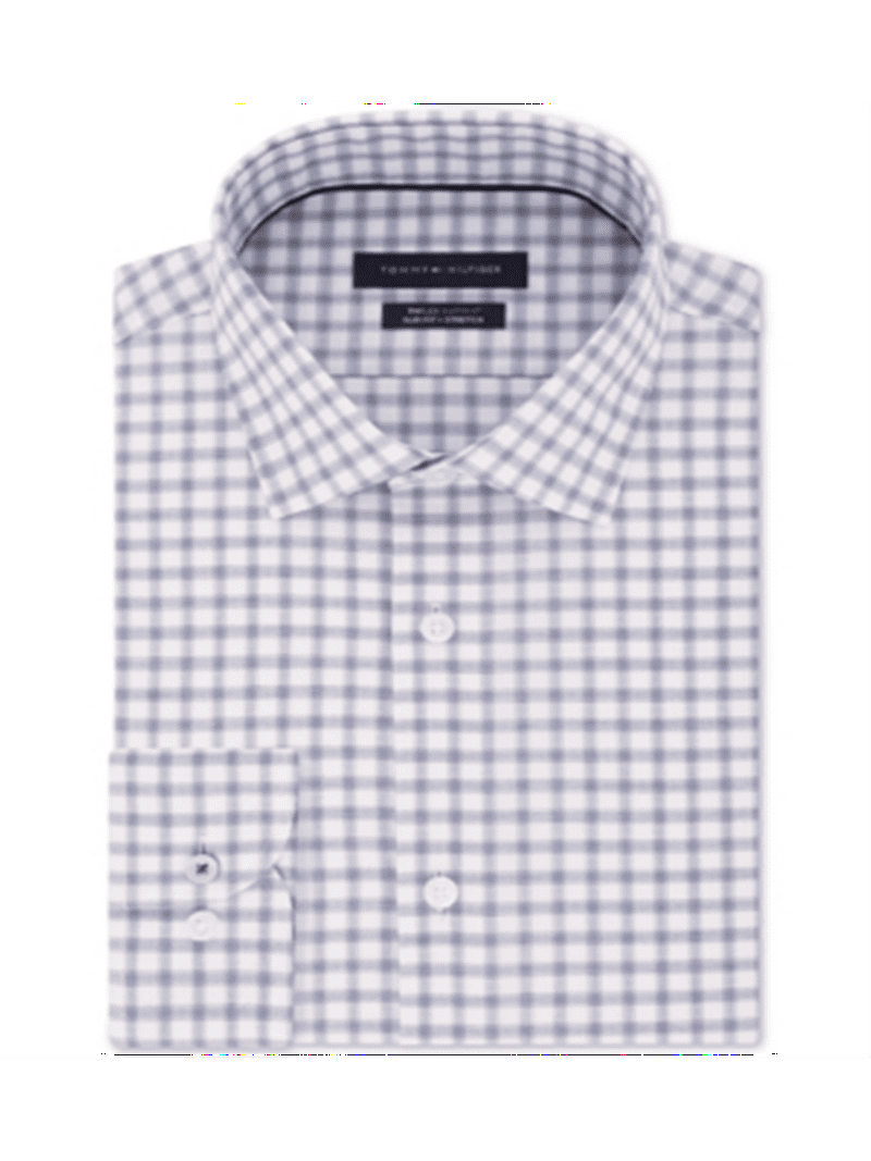 tommy hilfiger men's dress shirt regular fit non iron gingham Tommy Hilfiger Men's Regular Fit Gingham Oxford Shirt - Navy
