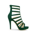 thumbnail image 3 of BLISSFUL STEP Women's Open Toe Platform Stiletto Heel Cage Heeled Sandals Green 7, 3 of 7