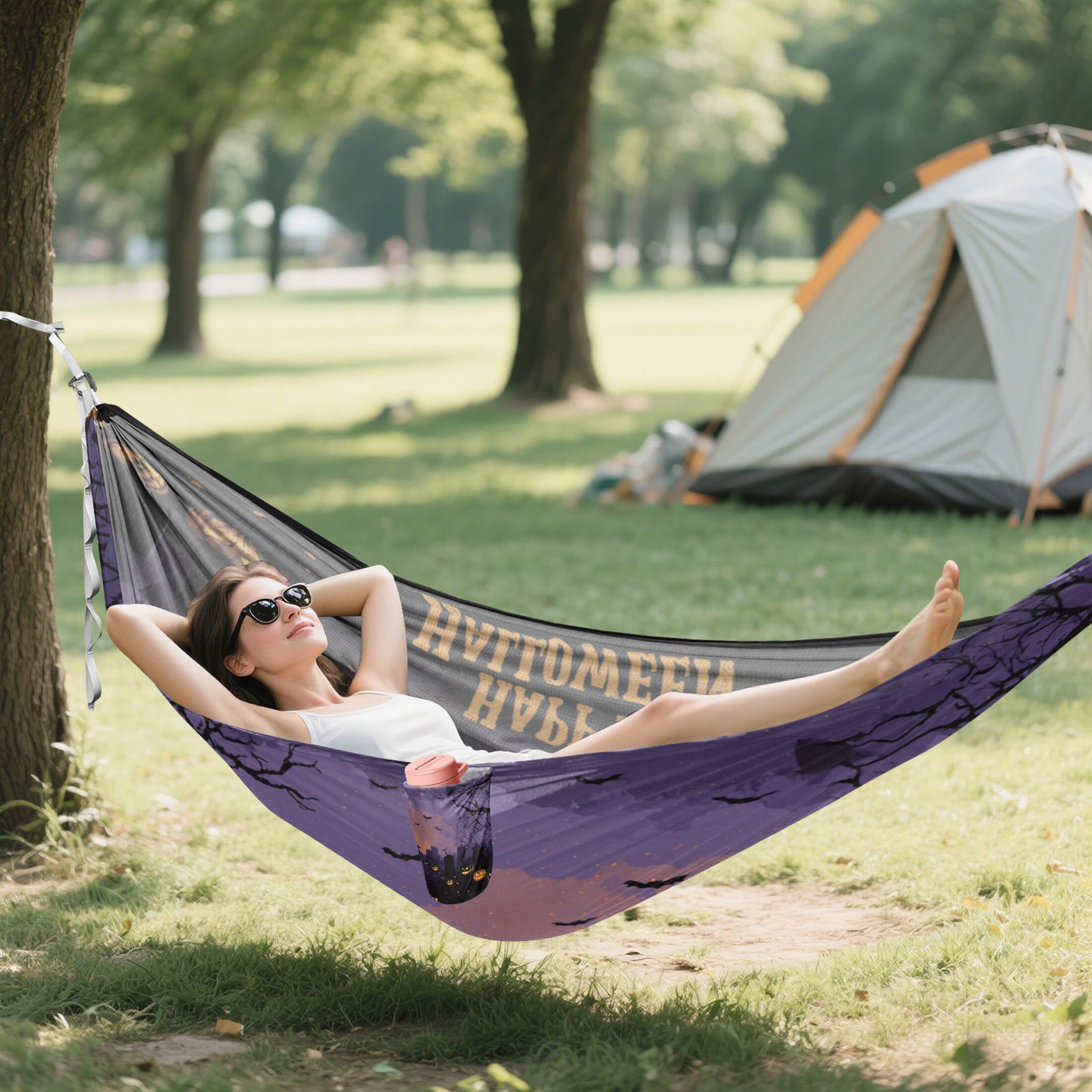 Hammock Camping Hammock Nylon Portable Hammock Travel Camping Hammock Halloween Pattern