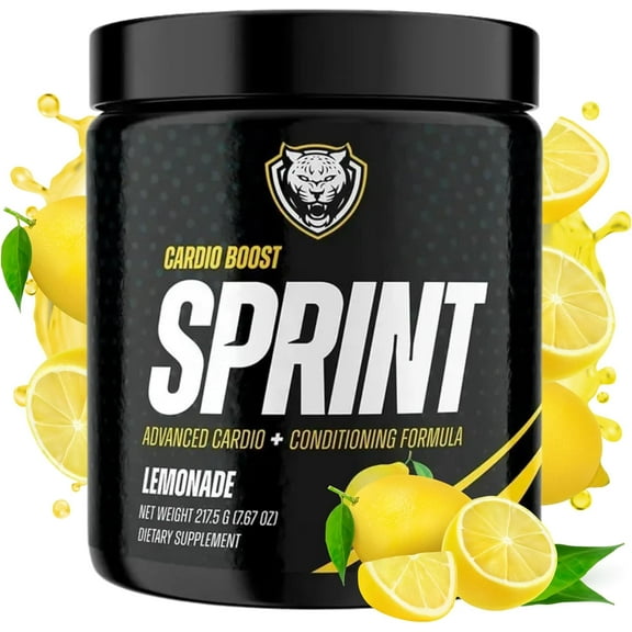6AM Run Sprint - Pre Workout Powder for Instant Energy Boost for Cardio and Focus - No Jitters, High Energy Conditioning Formula - All Natural, Keto, Vegan (Lemonade, Full Bottle)