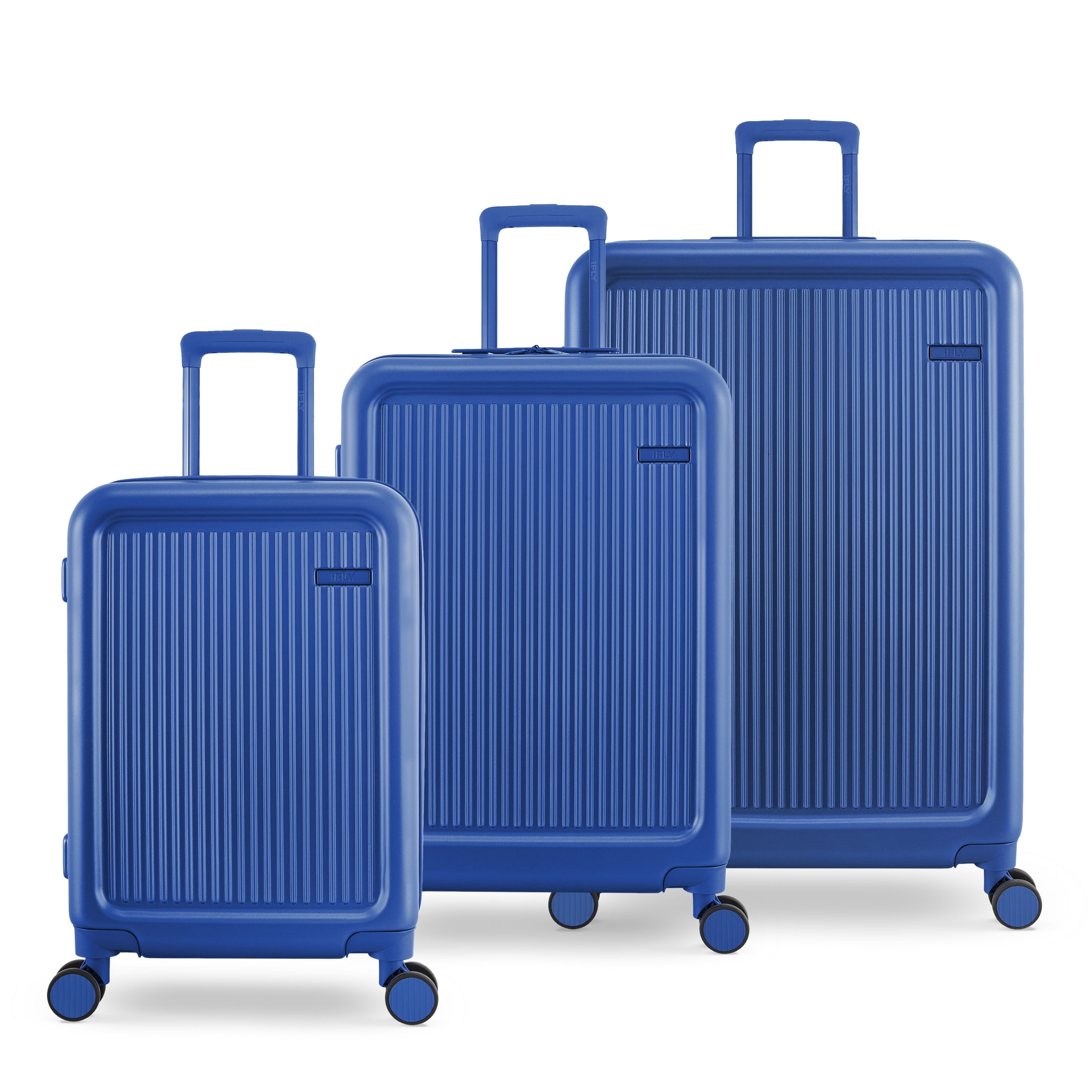 iFLY Roam 24" Medium Expandable Hardside Spinner Checked Luggage, Sapphire Blue