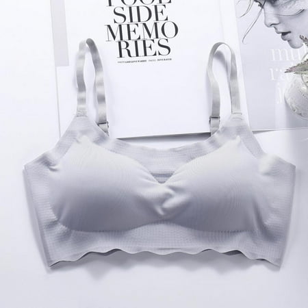 

Women Sports Bra Adjustable Shoulder Strap Push Up Female Beauty Back Sports Bra No Trace No Rims Strap Sleeping Bras Gray XL