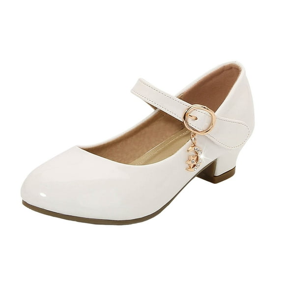 BOBOGOJP Toddler Shoes - High Heels Kid Shoes - Mary Jane Shoes for Girls Wide Fit Little Girl Dress Shoes - Party Wedding Shoes - Princess Baby Girl Shoes White for 13.5