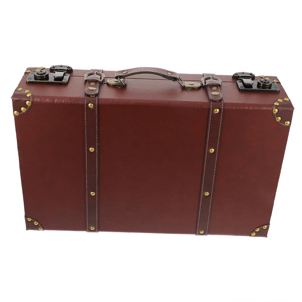 BESTOYARD Vintage Style Suitcase Storage Box Brown Density Board for Photos Souvenirs