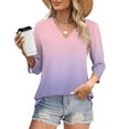 thumbnail image 2 of Summer Fashion Plus Size 3/4 Sleeve Tops for Women Print Blouse V- Neck Casual, 2 of 7