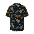 thumbnail image 4 of Goofa Space Rocket Printed Men's Casual Short-sleeved Shirt,Lightweight Breathable Button-down,Summer Casual men's top,Versatile Fashion shirt-Large, 4 of 7