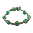 thumbnail image 2 of NOVICA Artisan Handknotted Onyx Beaded Bracelet Green Macrame from India Cotton Birthstone [7.5 in min L x 8 in max L x 0.3 in W] ' Green Planets', 2 of 6