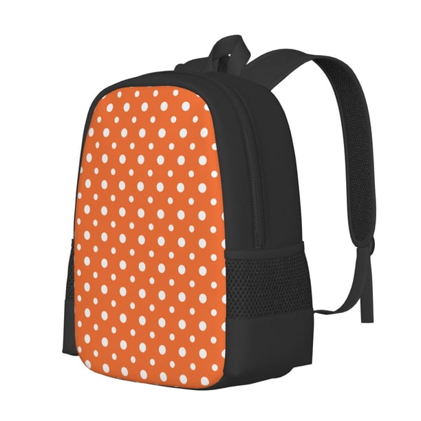 Disketp Orange And White Polka Dot Mochila Minimalista de Gran Capacidad, Mochila de Viaje para Escuela, Trabajo o Uso Diario