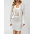 thumbnail image 5 of Womens 2 Piece Preppy Cardigan Skirt Outfits Casual Long Sleeve Button Down Knit Top Bodycon Skirt Set White S, 5 of 7