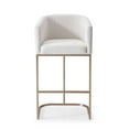 thumbnail image 2 of Cid 32 Inch Modern Bar Chair, Curved, Bronze Metal Cantilever Base, White- Saltoro Sherpi, 2 of 5