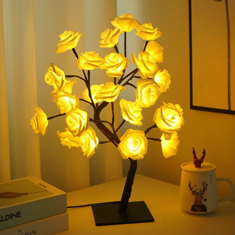 Enchanting 24 LED Rose Tree Flower Lamp Lights USB Table, 52 OFF