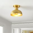 thumbnail image 2 of SAFAVIEH Helm 13 in. Modern Brass Iron Mount Light with Chrome Glass Shade, 2 of 13
