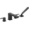 thumbnail image 3 of Moen TS914BL 90 Degree Matte Black Two-Handle Deck Mount Roman Tub Faucet Trim Kit with Handshower, Valve Required, 3 of 4