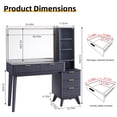 thumbnail image 3 of OKD 48" Fluted Vanity Desk with 36" Mirror and Lights, Modern Makeup Table with 5 Drawers, Charging Station, Adjustable Shelves - Dark Gray, 3 of 7