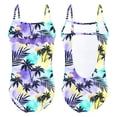 thumbnail image 6 of inhzoy Kids Girls One Piece Swimsuit Mermaid Summer Beach Swimwear Cut Out Back Bathing Suit with UPF 50+,Sizes 4-16 Palm Purple 16, 6 of 6