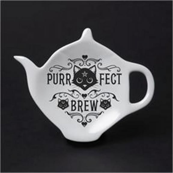 4.33 in. Purrfect Brew Tea Spoon Holder, White