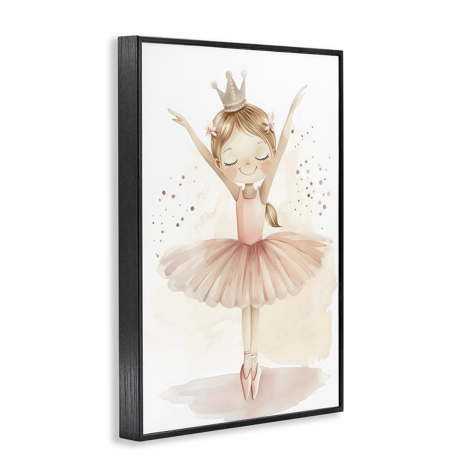 Stupell Industries Crowned Ballerina with Flowers Black Framed Giclee Art, design by Creative Studio