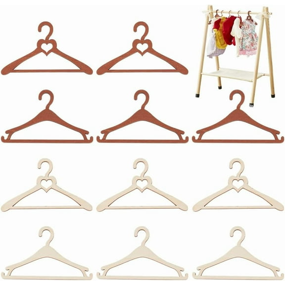 24 Pcs Miniature Clothes Hangers 4 Styles Mini Wooden Clothes Racks Garment Hangers Dress Up Rack for Miniature House Dollhouse Decoration(Old Lace) colorful