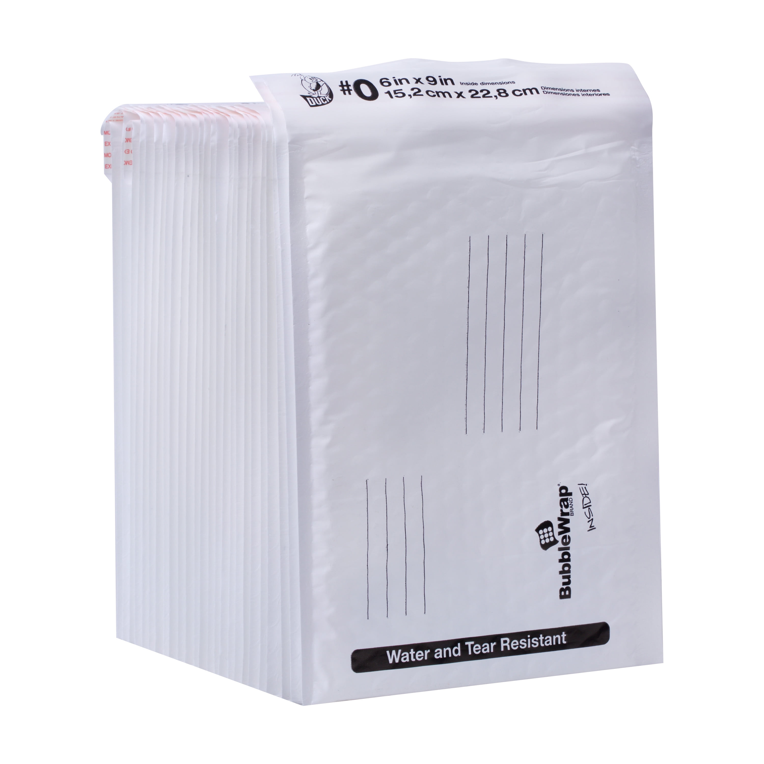 Duck SelfSealing Poly Bubble Mailer 0, 6" x 9", Solid White