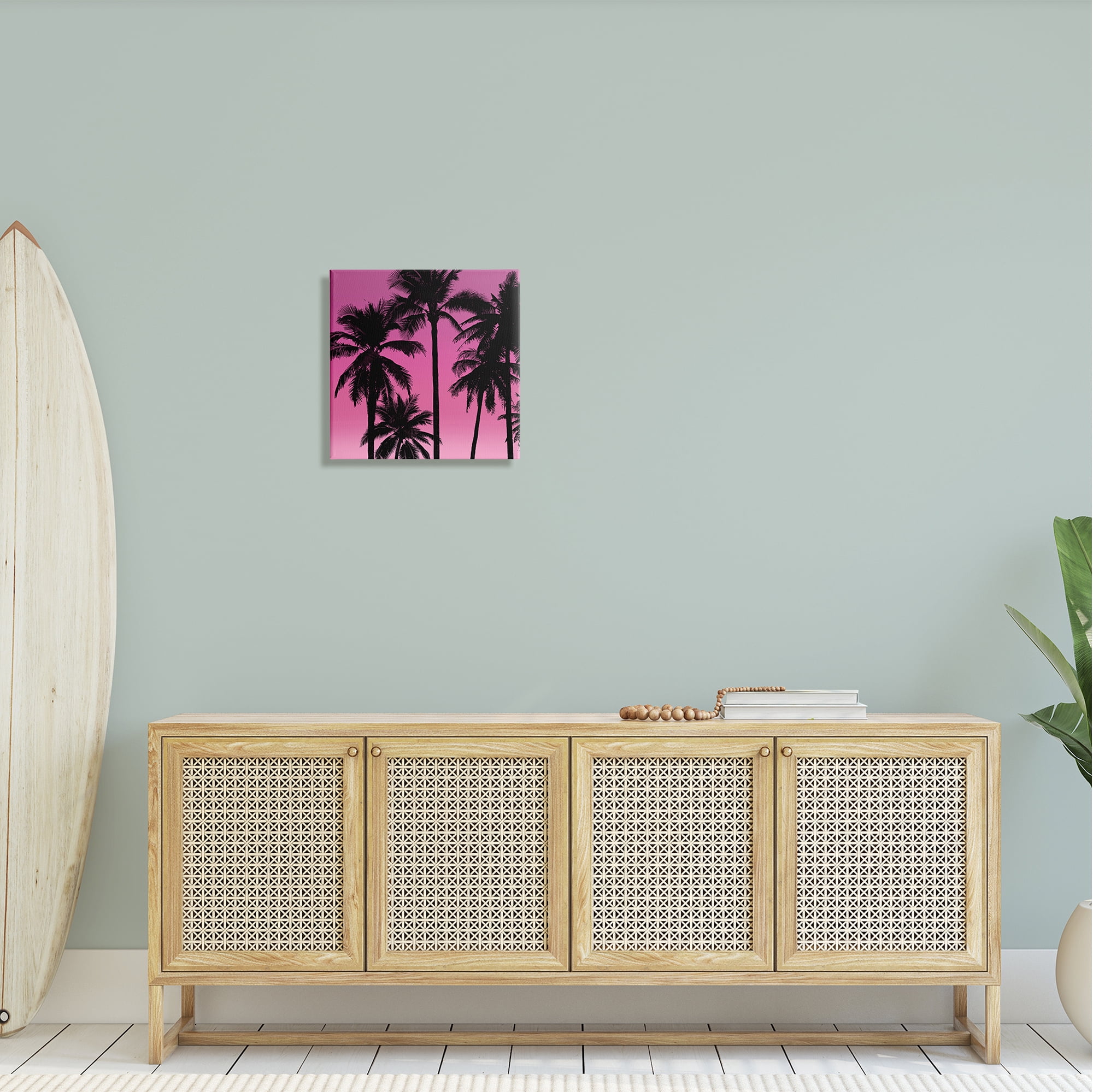Stupell Pink Tropical Sunset Palm Trees Landscape Photography Gallery Wrapped Canvas Print Wall Art