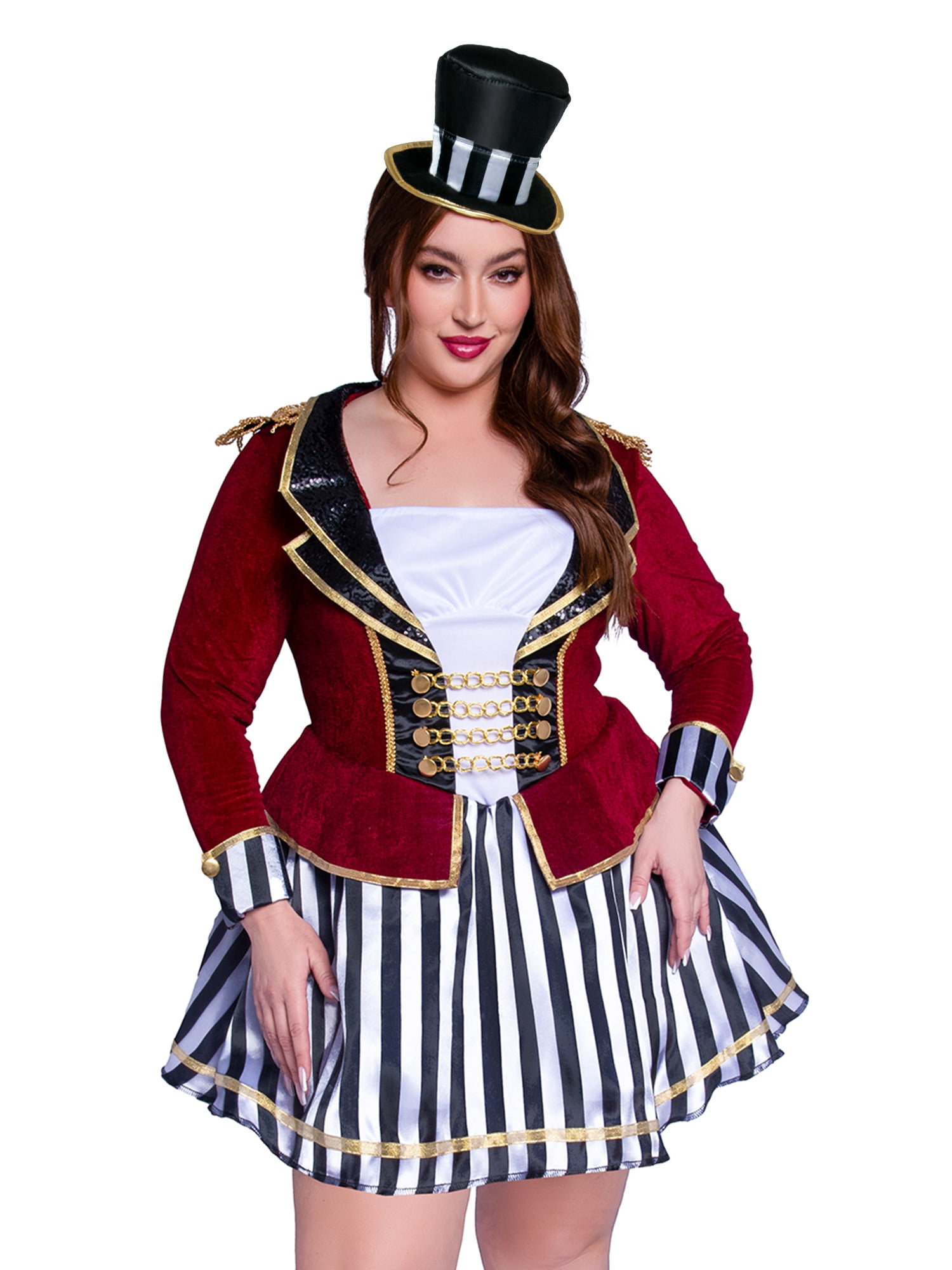 Wonderland Women's Fancy-Dress Halloween Circus Ringmaster Costume for Adult, 1X