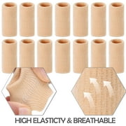 10 Pieces Finger Sleeves Protectors Thumb Brace Support Elastic Compression Protector for Relieving Pain, Arthritis,Trigger Finger, Sports (Beige)
