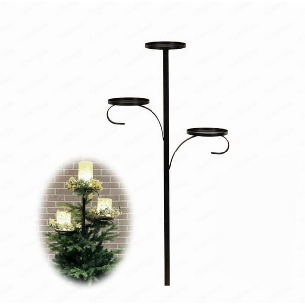 Seyotauo Black Christmas Tree Topper, Tree Topper Candelabra for Christmas, 3 Tier Candle Holders, Unique Xmas Topper Decorations, Suitable for Xmas Decorations