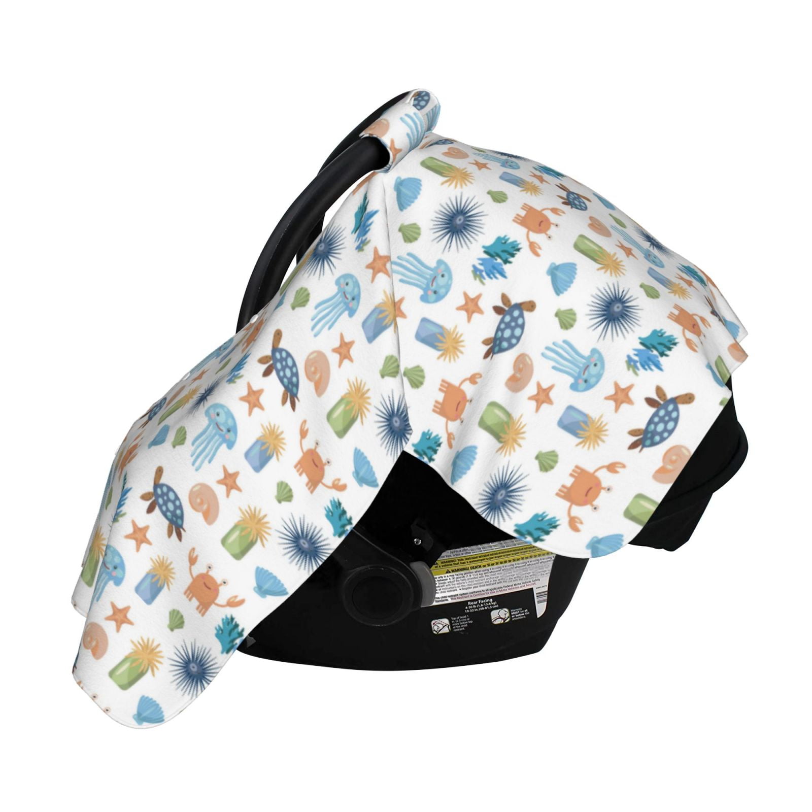 Naloa Undersea Animals Baby Car Seat Cover, Breathable Baby Carrier Cover, Multiuse Baby Carrier Cover & Nursing Breastfeeding Cover