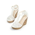 thumbnail image 6 of Perphy Open Toe Lace Platform Wedges Heel Sandals for Women White 5.5, 6 of 8