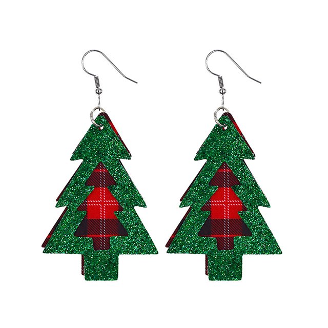 Iumwxz Christmas Fashion Trend Personality Leather Pattern Drop Earrings Jewelry Gift