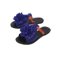 thumbnail image 4 of HomeDM Womens Flat Sandals Dressy Floral Open Toe Slip-On Summer Beach Slide Sandals, Blue Size 9, 4 of 5